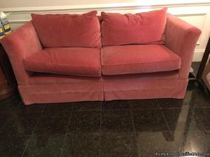 Pink Love seat/couch Velour Material