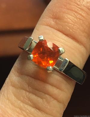 14K White Gold Orange Sapphire Stone custom made ring.