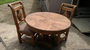 Hand Carved Round Beautiful Wooden Table and Chairs
