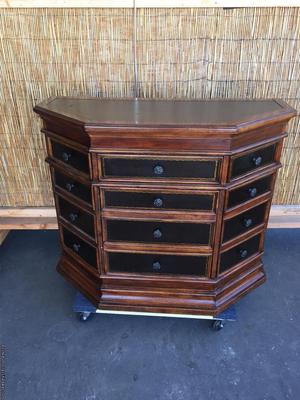 Leather Inlaid Hall Chest-Vintage Leather