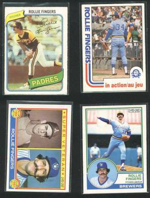 Four Rollie Fingers Cards Padres Brewers Athletics