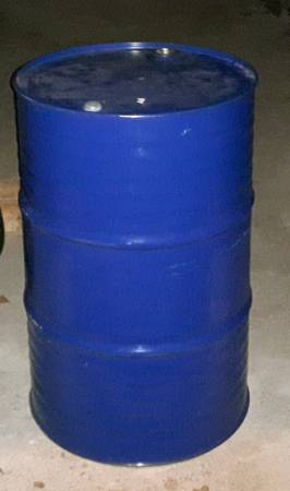 Metal drum barrel - 55gal, navy blue, great shape