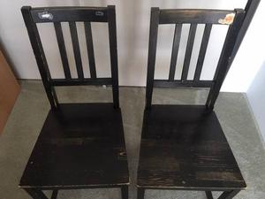 2 Ikea Black Wood Chairs