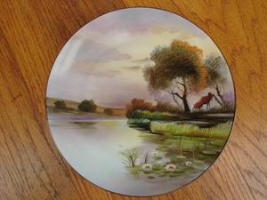 Antique Hand Painted Nippon 8.75 inch Plate Pastoral Lake