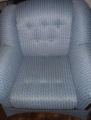 Sklar Peppler Blue Armchair with Wooden Finish