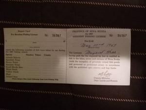 Vintage  Complete Nova Scotia Resident Fishing License
