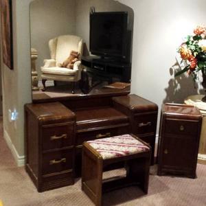 Antique Dresser with Mirror, Bench and Nightstand