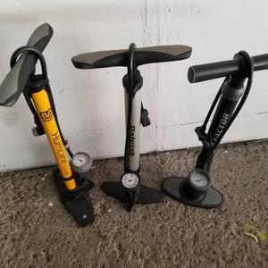 BICYCLE FLOOR PUMPS WITH GAGE AND HAND PUMPS