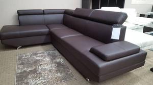 Choclate Brown Leather Sectional Sofa