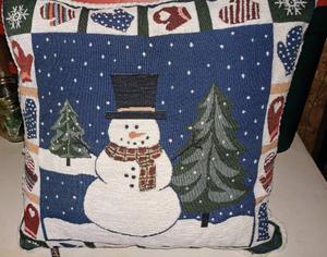 Christmas Fashion Tapestry Throw Pillow - Snowman and