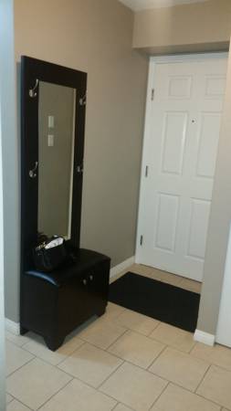 Entry bench/mirror/coat&purse hanger/shoe stand