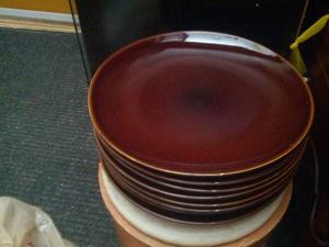 Like New ! Ceramic Dish Set / Brown DISHES -Dinner Plate,
