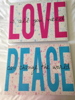 'Love' and 'Peace' Hanging Pictures