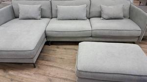 NEW Designer Grey Sectional Sofa & Ottoman