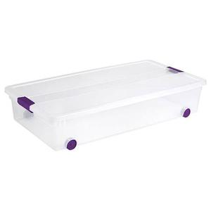 Sterilite clear under the bed storage bin with wheels