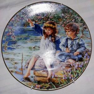 Two Collector Plates; Patience and The Tea Party by Sandra
