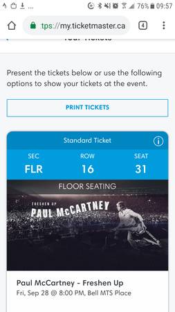 Paul McCartney Floor Tickets!