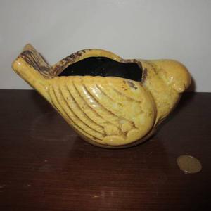 Rustic Yellow Bird Planter Vase