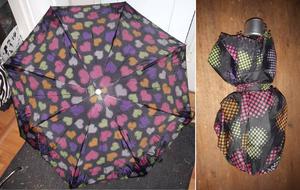 Collapsible Umbrella with Hearts all Over