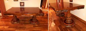 Huge Solid Rosewood Dual Pedestal Base Dining Table