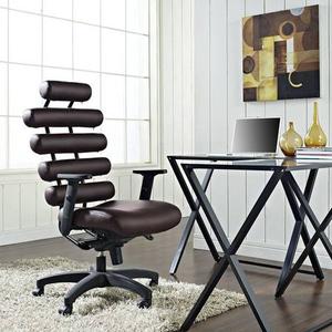 PILLOW OFFICE CHAIR Dark brown faux leather