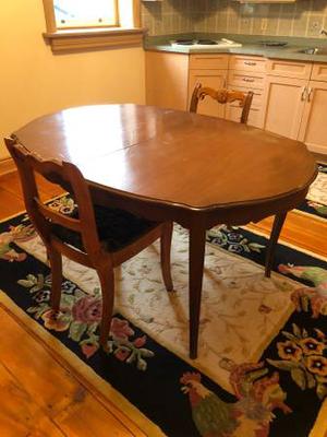Wood Antique table and 2 chairs