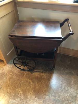 Wooden Wheel Bar Cart w/Sleeves