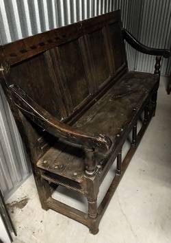 antique bench and side board