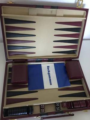 GORGEOUS BURGANDY AND BLACK BACKGAMMON GAME, COMPLETE