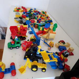 HUGE LOT OF LEGO DUPLO, WITH CONSTRUCTION TRUCKS AND MINI