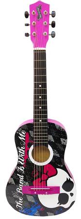 Sakar Monster High 30-Inch Acoustic Guitar-Black/Pink WITH