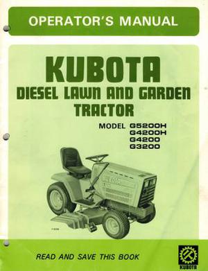 KUBOTA GH GH G G LAWN TRACTOR OPERATOR'S