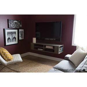 South Shore Wall TV Stand for TVs Up To 48" - Grey maple