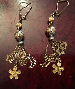 22K Yellow Gold Earrings with Beautiful Charms Excellent