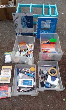 ART SUPPLIES OVER 80 PIECES NEW with 4 drawer holdung case