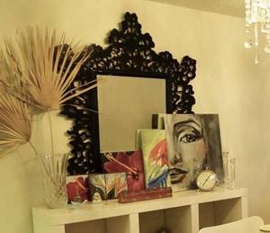 Decorative black lacque mirror