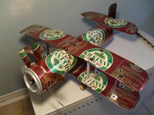 Handmade Kilkenny Beer Can Bi-plane Airplane