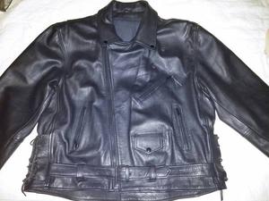 Mens black leather motorcycle jacket