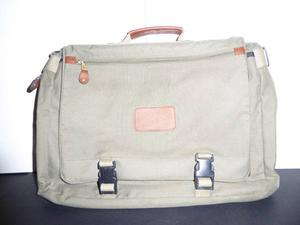 OLIVE GREEN CANVAS & LEATHER BRIEFCASE - MINT