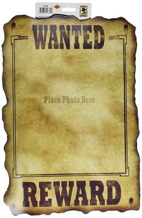 Western Wanted Sign (holds 8 x10 photo) Party Accessory