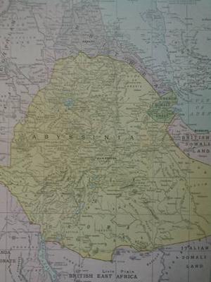  antique vintage map Abyssinia Ethiopia Eritrea 10x14 in