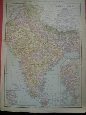  vintage map British India East Asia Burma China 10 x 14
