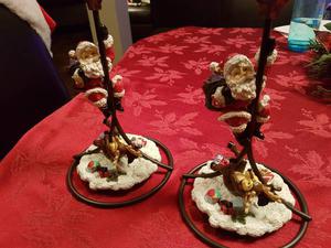 Candle Holders - Christmas - Santa and Rudolph