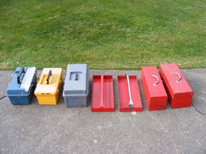 plastic or metal portable tool boxes ($5.00 each)