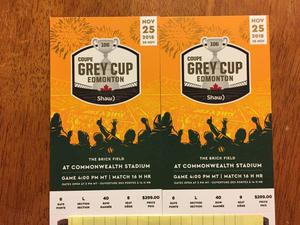 Two Grey Cup Tickets Lower Bowl!