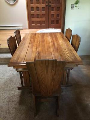 Unique ash dining table and six chairs