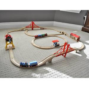 54 Piece Wooden Train & Tracks Lot