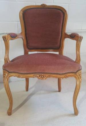 Antique French upholstered open armchair