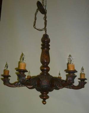 Carved wood chandelier