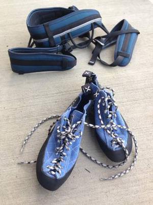 New women's climbing shoes and harness